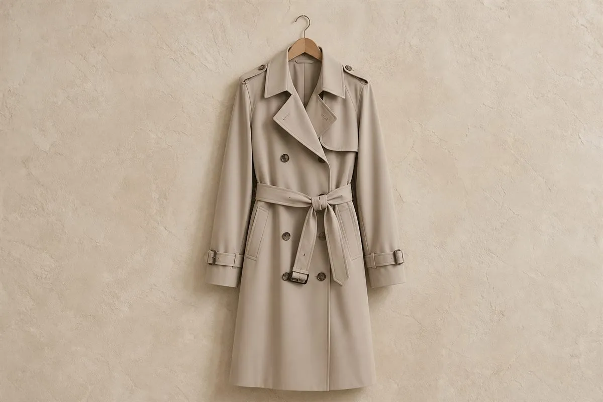 Trench Mi-Long en Gabardine Fluide No.18