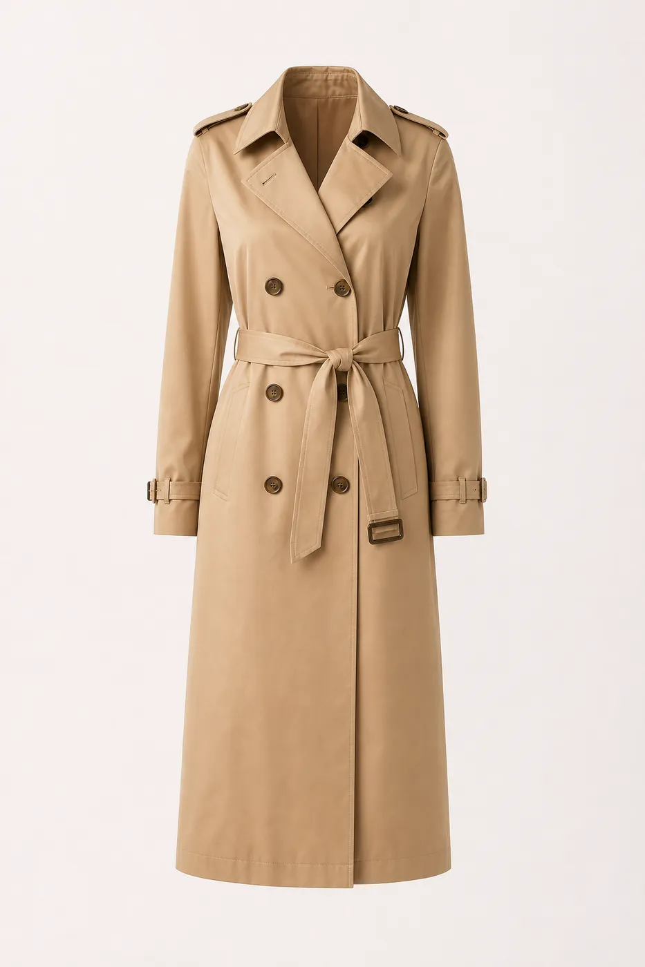 Long Coated Cotton Trench Essential