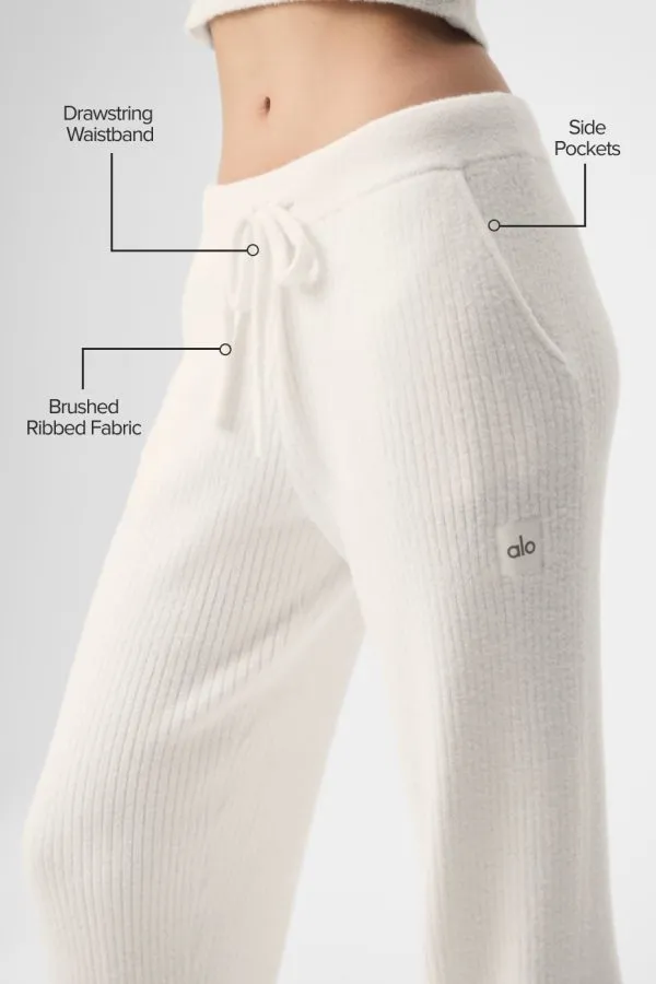 Snuggle Up Strick High-Waist Hose mit weitem Bein - Elfenbein